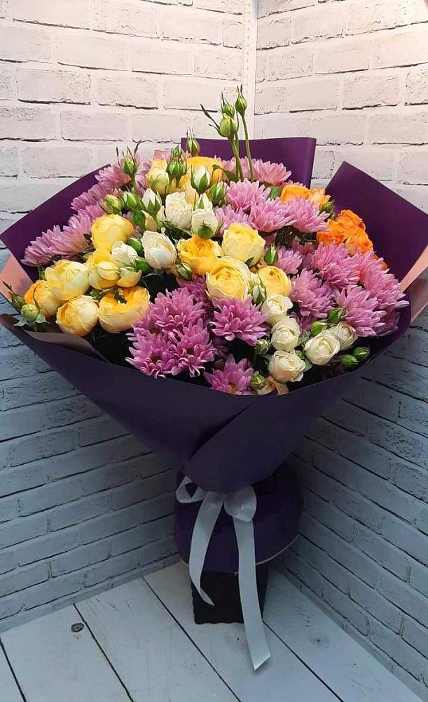 Букет цветов из: Хризантемы и Розы в Пристень