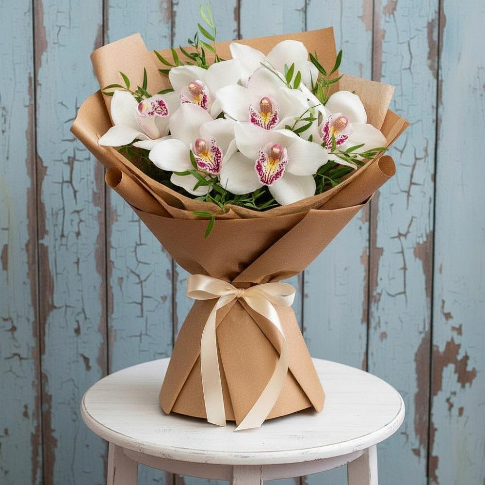 Букет цветов из: Орхидеи и Розы в Пристень