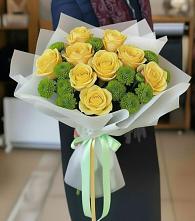 Букет цветов из:  Хризантемы и Розы в Пристень