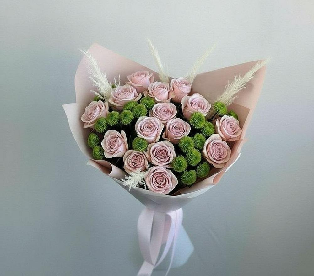 Букет цветов из: Розы и Хризантемы в Пристень