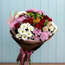 Букет цветов из:  Розы, Хризантемы и Альстромерии в Пристень