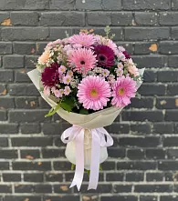 Букет цветов из:  Герберы и Хризантемы #REPLACE_PRED# Пристень