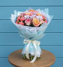 Букет цветов из:  Хризантемы и Розы #REPLACE_PRED# Пристень