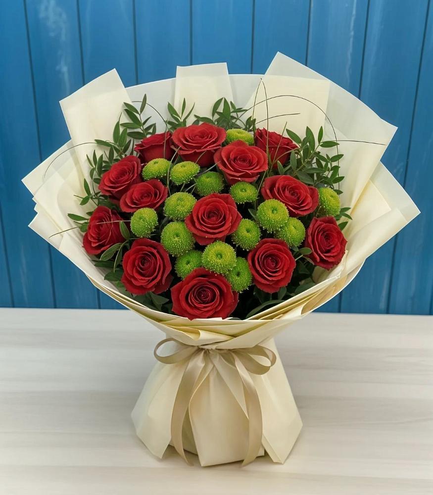 Букет цветов из: Розы и Хризантемы в Пристень